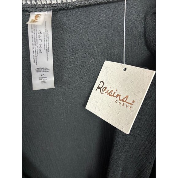 Raisins Curve Black Tranquilo Caftan 2X Plus With Ruffle Sleeves V-Neckline NWTs - Picture 6 of 8